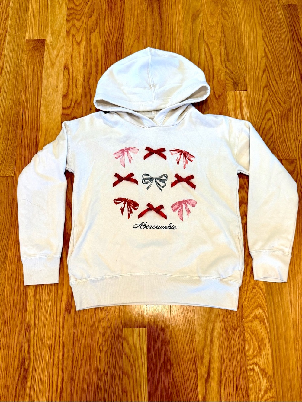 Abercrombie kids White Hoodie with Bow Motif - Size 9/10